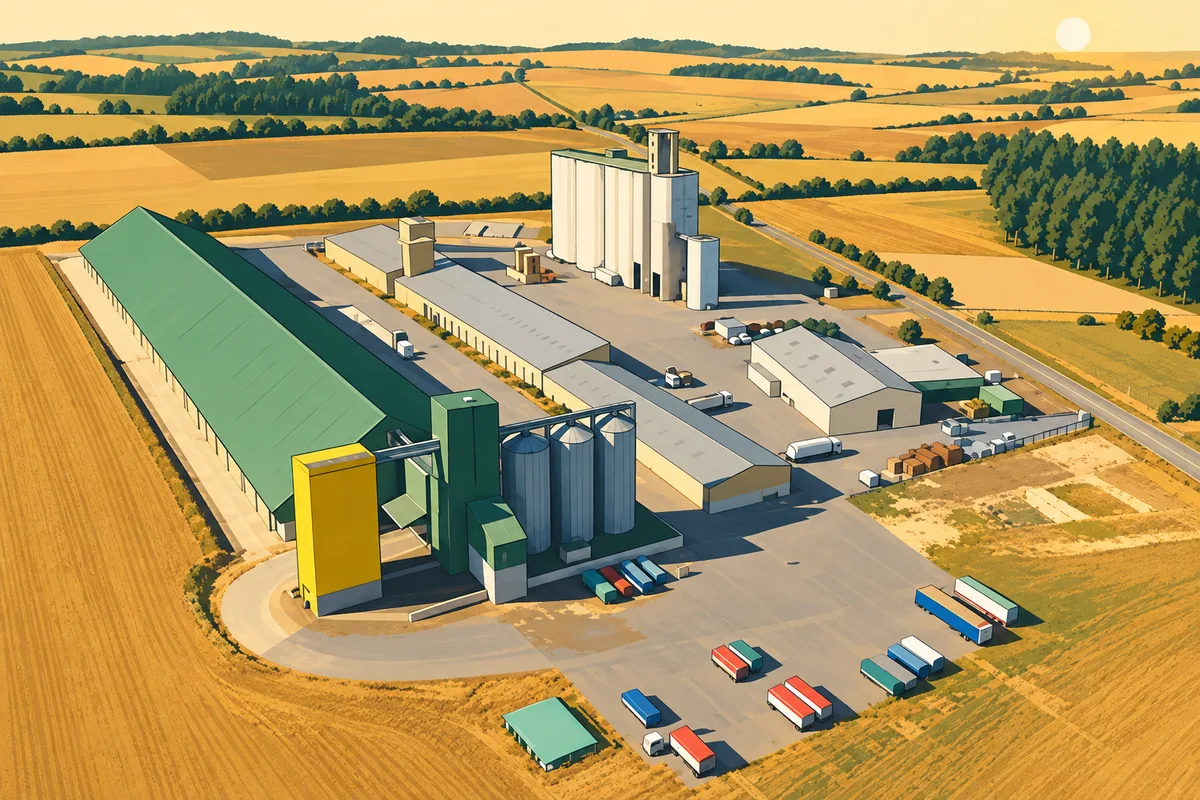 Vue aérienne stylisée du site de la Coopérative agricole Tonnay-Boutonne